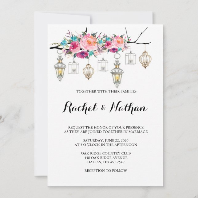 Rustic Lantern Wedding Invitations (Front)