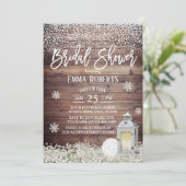 Rustic Lantern Winter Snowflake Bridal Shower Invitation (Standing Front)