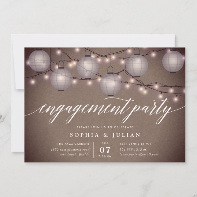 Rustic Lanterns Engagement Party Invitation (Front)