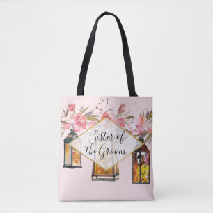 Rustic Lanterns Rose Gold Sister of the Groom Tote Bag