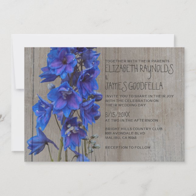 Rustic Larkspur Wedding Invitations (Front)