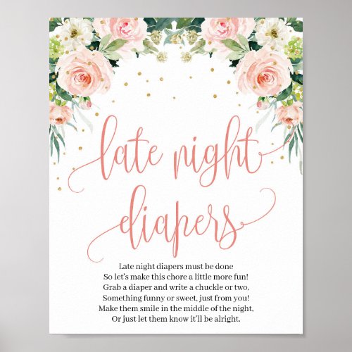 Rustic late night diapers sign game blush floral