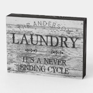 Rustic Laundry Room Personalized Farmhouse Wooden  Box Sign