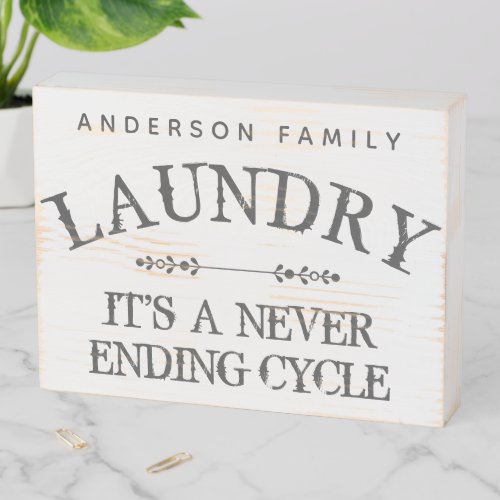 Rustic Laundry Room Personalized Farmhouse Wooden Box Sign