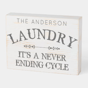 Rustic Laundry Room Personalized Farmhouse Wooden Box Sign