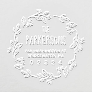 Rustic Laurel Country Wreath Return Address Embosser