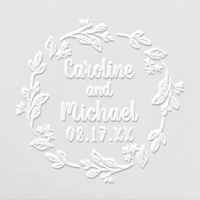 Rustic Laurel Country Wreath Wedding Embosser (Design)
