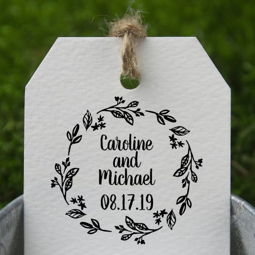 Rustic Laurel Country Wreath  Wedding Rubber Stamp