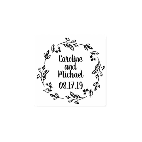 Rustic Laurel Country Wreath  Wedding Rubber Stamp