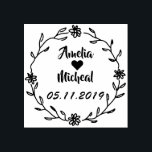 Rustic Laurel Country Wreath Wedding Save the Date Rubber Stamp<br><div class="desc">Custom-designed Save the Date stamp featuring rustic hand-drawn laurel wreath and customizable Names and dates.</div>