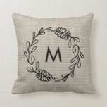 Rustic Laurel Farmhouse Pinecone Monogrammed Throw Pillow<br><div class="desc">Rustic Laurel Farmhouse Pinecone Monogrammed Throw Pillow with a natural burlap background.  A lovely farmhouse touch for your holiday and winter decor.</div>