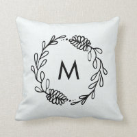 Rustic Laurel Farmhouse Pinecone Monogrammed