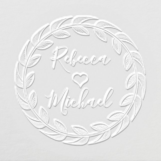 Rustic Laurel Heart Couple Embosser Gift (Design)