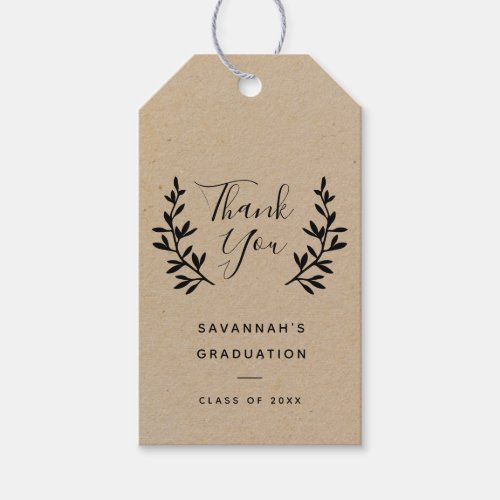 Rustic laurel Kraft graduation party thank you Gift Tags