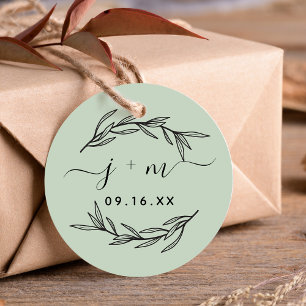 Rustic Laurel Leaves Script Initials Wedding Favor Tags