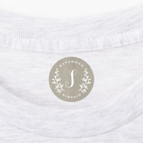 Rustic laurel monogram kids iron on labels