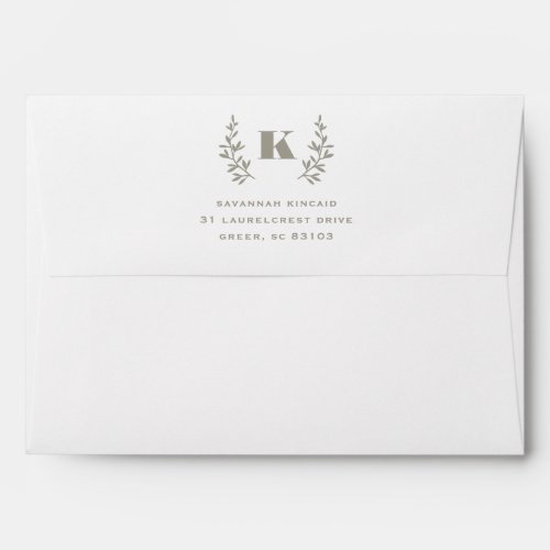 Rustic laurel monogram white oak wood envelope