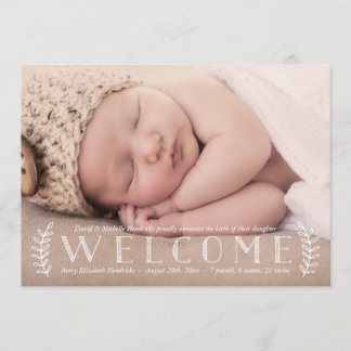 Rustic Laurel | Photo Birth Announcement