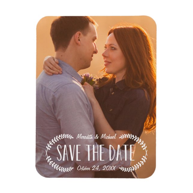 Rustic Laurel | Photo Save the Date Magnet (Vertical)