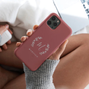 Rustic Laurel Script Monogram Name Case-Mate iPhone 14 Pro Max Case