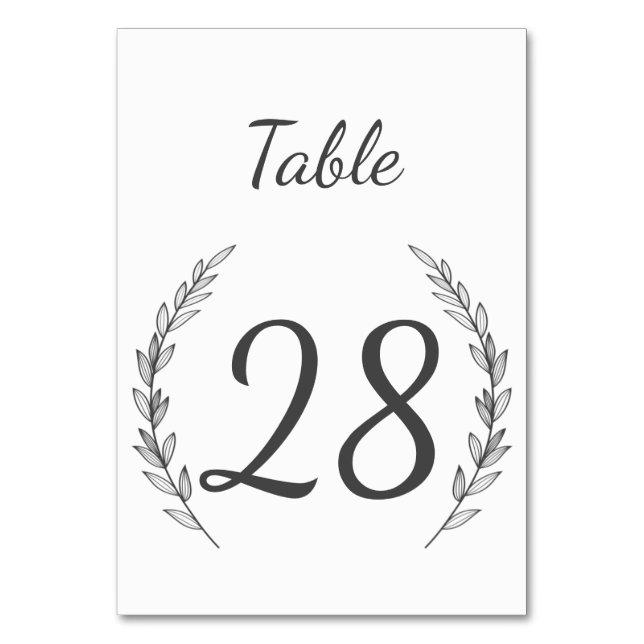 Rustic Laurel Table Number | Editable Color (Back)