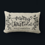 Rustic Laurel Wreath Christmas Name Lumbar Pillow<br><div class="desc">Rustic Laurel Wreath Farmhouse Style Family Name Christmas Pillow - personalized with family name. What a lovely,  farmhouse style touch to your holiday decor. Pillow would look great on your favorite chair. Would also make a thoughtful gift.</div>
