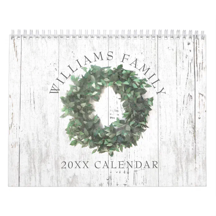 Rustic Laurel Wreath Farmhouse Custom 2022 Photo Calendar | Zazzle.com