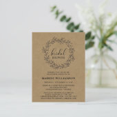 Rustic Laurel Wreath Kraft Bridal Shower Invite (Standing Front)