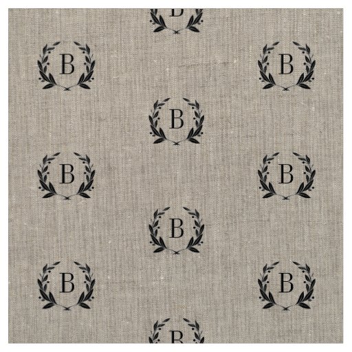 Rustic Laurel Wreath Monogram Fabric