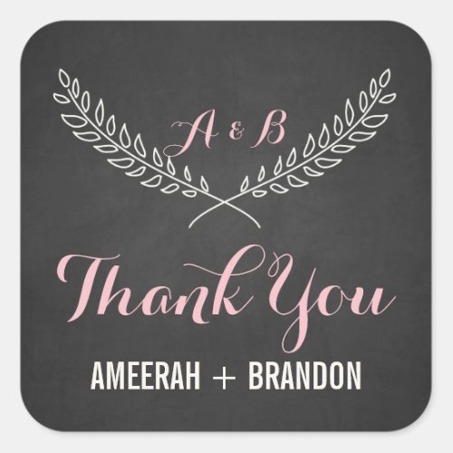 Rustic Laurel Wreath Monogram Thank You Sticker