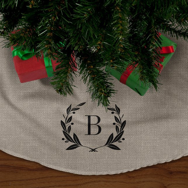Rustic Laurel Wreath Monogram Tree Skirt (Creator Uploaded)