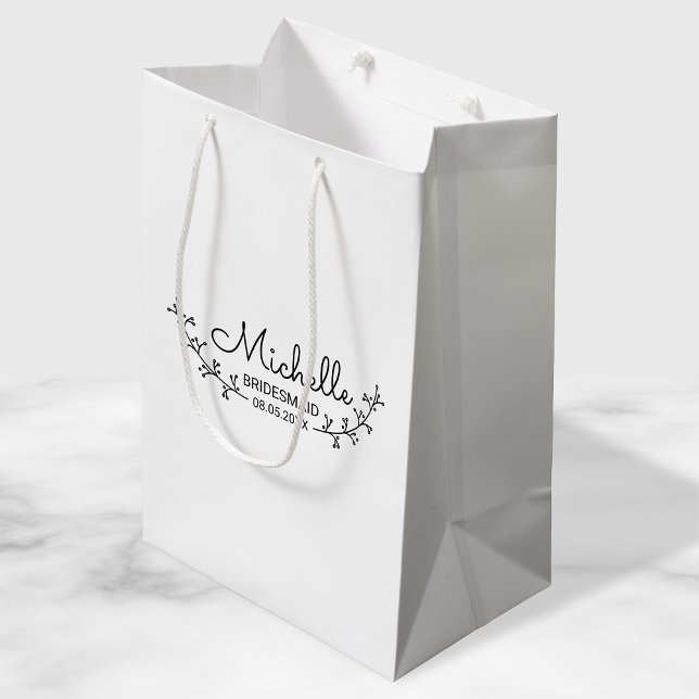 Rustic Laurels Personalized Bridesmaids Medium Gift Bag (Creator Uploaded)