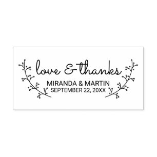 Rustic Laurels Wedding Favor Self-inking Stamp