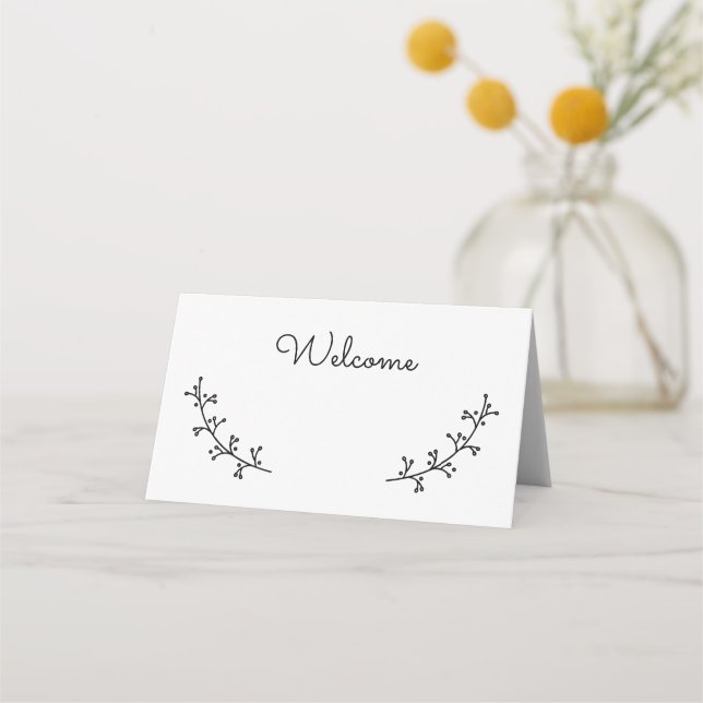 Rustic Laurels Wedding Place Card (Front)