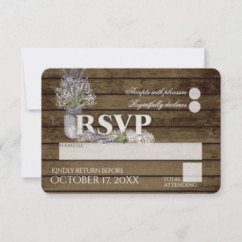 Rustic Lavender and Babys Breath RSVP Wedding