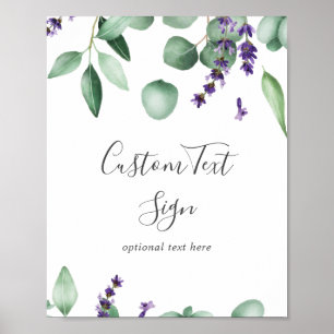 Rustic Lavender and Eucalyptus Custom Text Sign