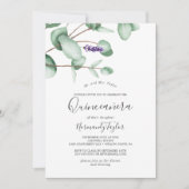 Rustic Lavender and Eucalyptus Quinceañera Invitation (Front)