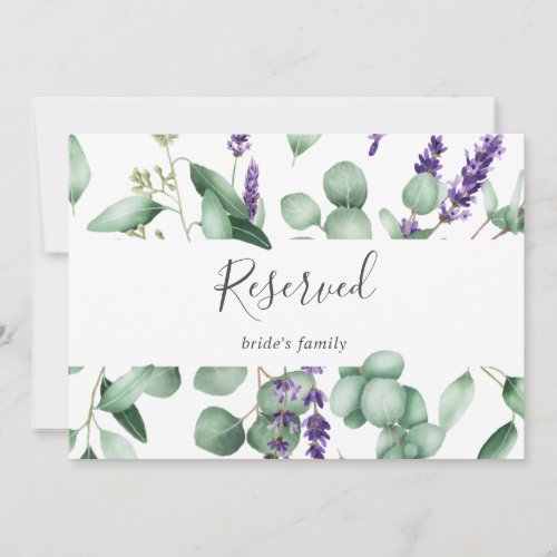 Rustic Lavender and Eucalyptus Reserved Sign