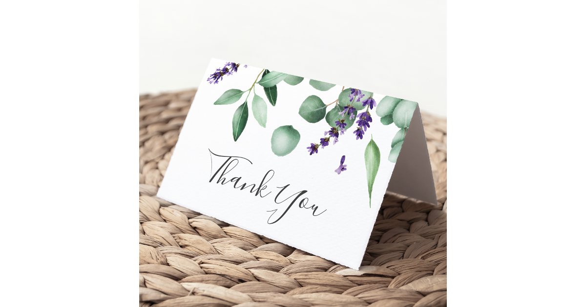 Rustic Lavender and Eucalyptus Thank You Card | Zazzle