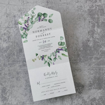 Rustic Lavender And Eucalyptus Wedding All In One Invitation by FreshAndYummy at Zazzle