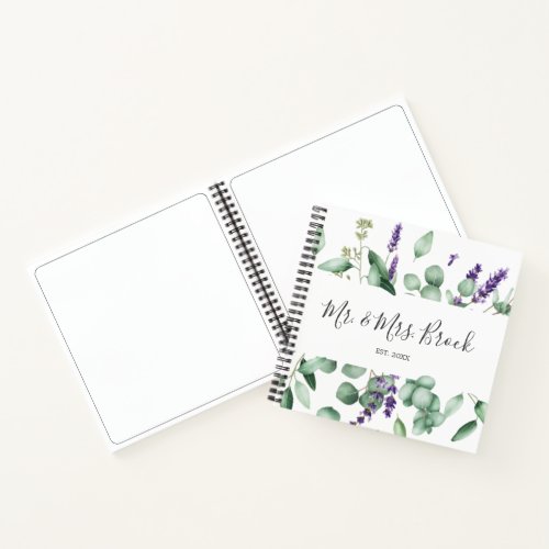 Rustic Lavender and Eucalyptus Wedding Guestbook Notebook