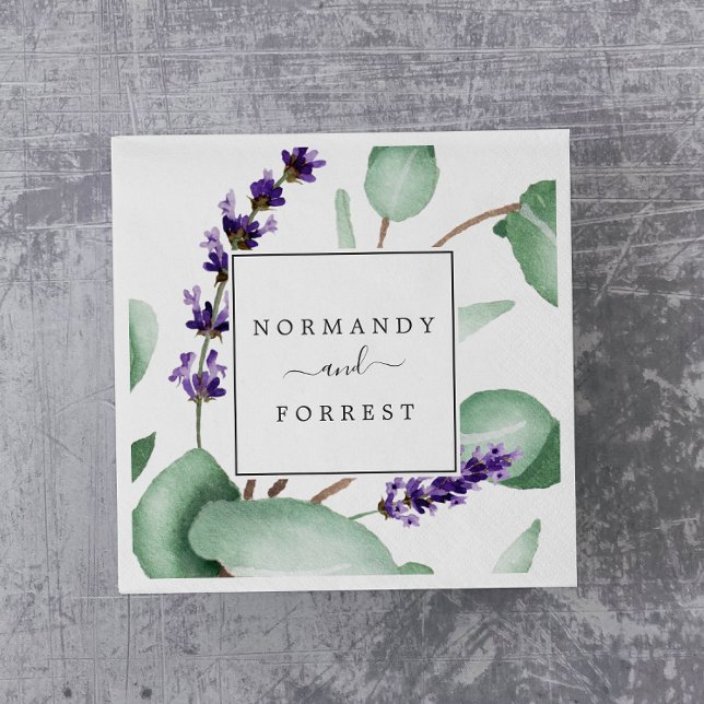 Rustic Lavender and Eucalyptus Wedding Napkins (Creator Uploaded)