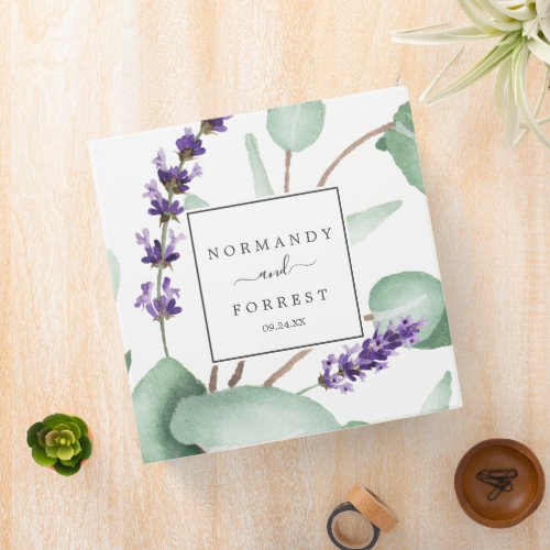 Rustic Lavender and Eucalyptus Wedding Photo Album 3 Ring Binder