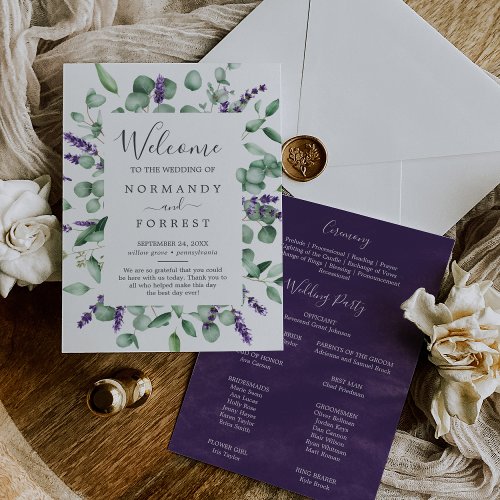 Rustic Lavender and Eucalyptus Wedding Program