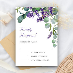 Rustic Lavender and Eucalyptus Wedding RSVP Card