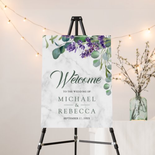 Rustic Lavender and Eucalyptus Wedding Welcome Foam Board