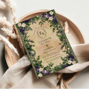 Rustic Lavender and Ivy Wedding Invitation