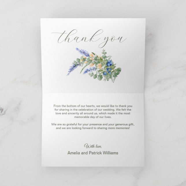 Rustic Lavender Blueberry Thank You Card (Inside)