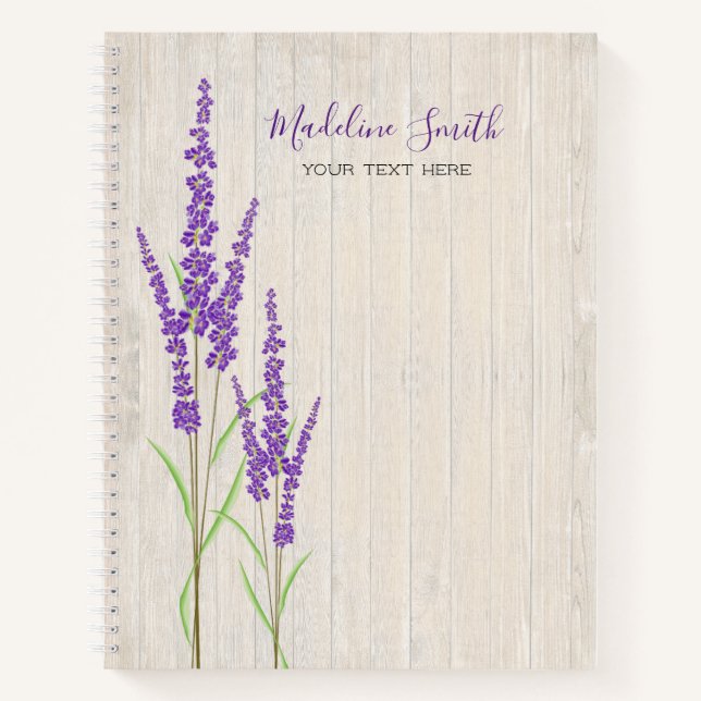 Rustic Lavender Botanical | Customizable Notebook (Front)