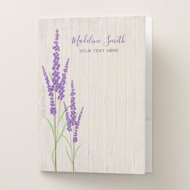 Rustic Lavender Botanical Personalized Pocket Folder (Front)